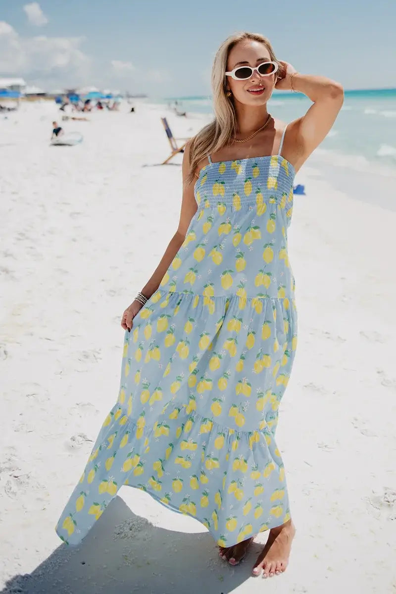 Zesty Lemons Summer Maxi Dress