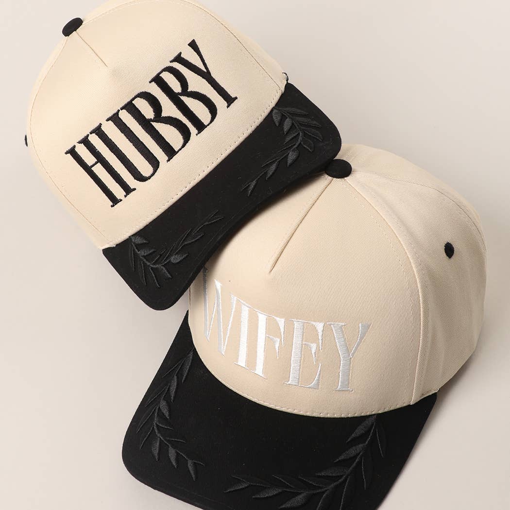WIFEY Two-Tone Canvas Trucker Hat with Bay Leaf : BLK / One Size