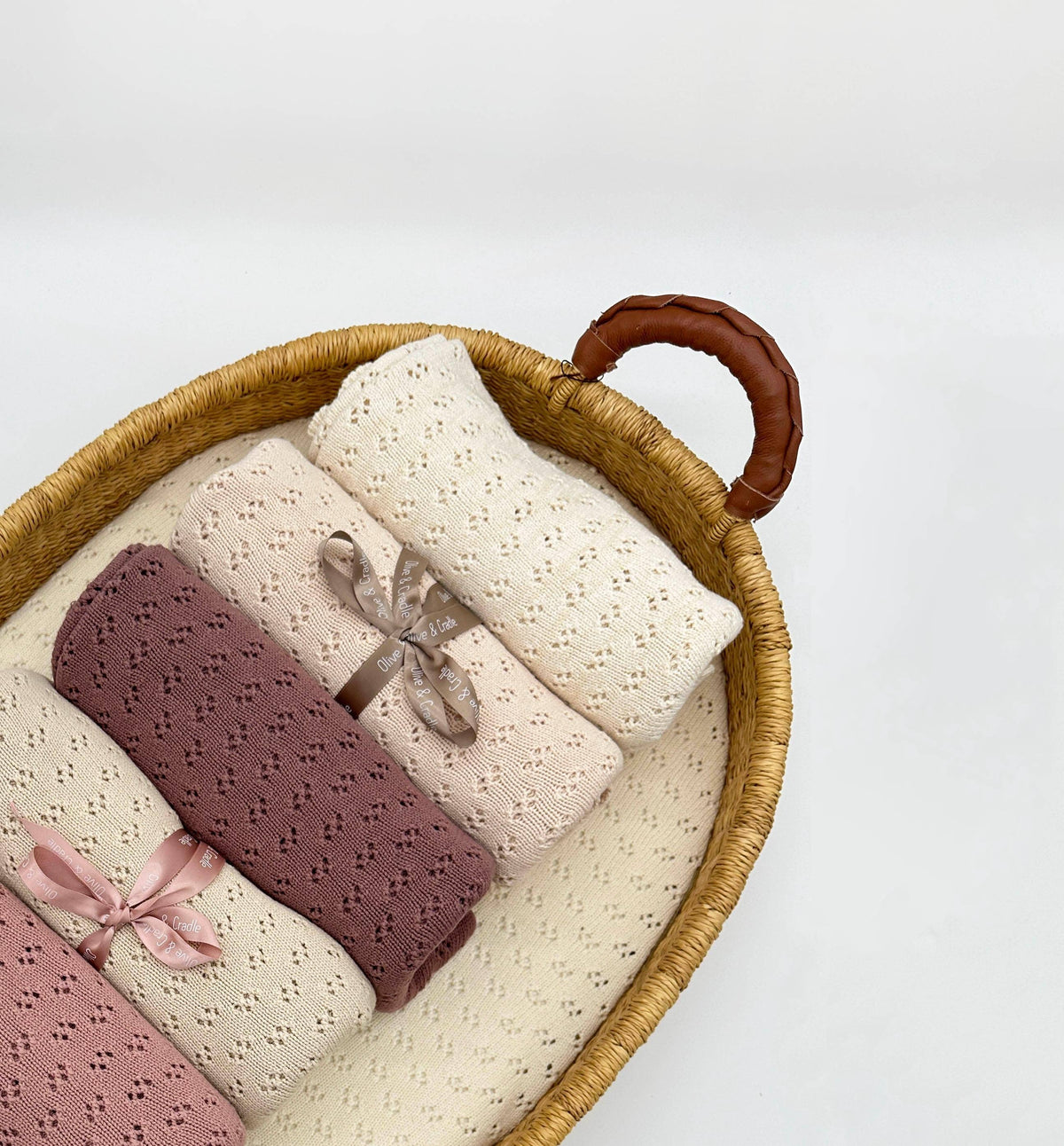 Grace Knitted Cotton Baby Blanket: Rice/cream