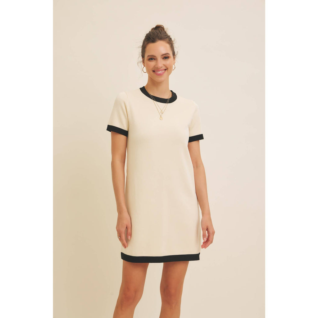 Cream Edge Sweater Dress