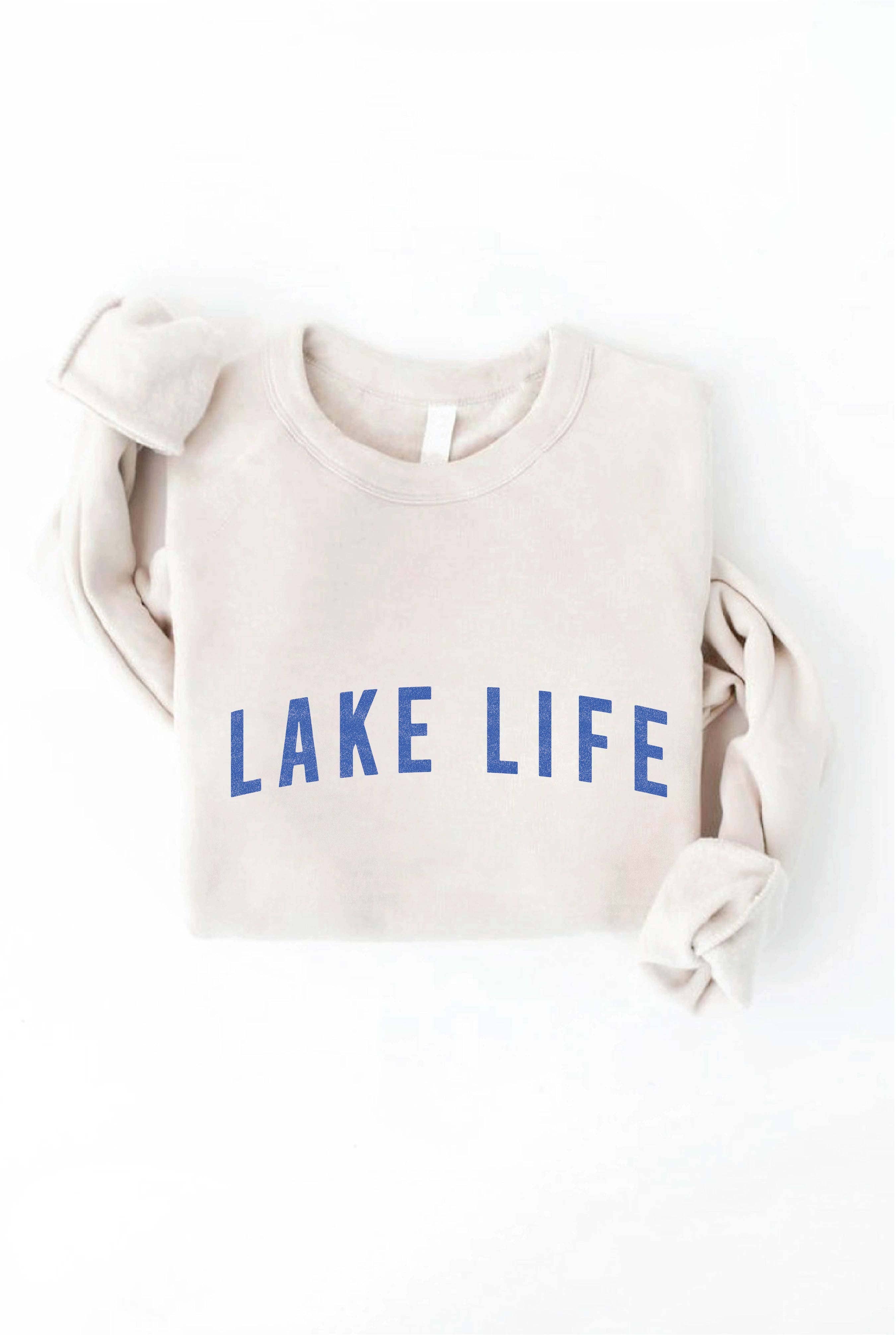 LAKE LIFE Graphic Sweatshirt: TAN / XL