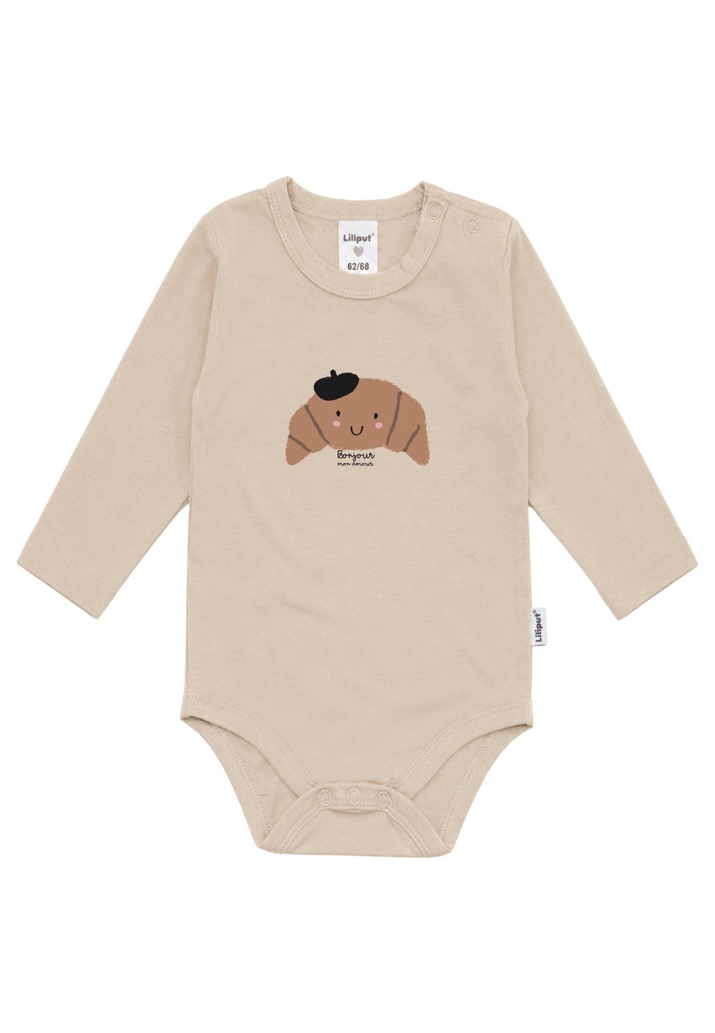 Bonjour Croissant Long Sleeve Onesie