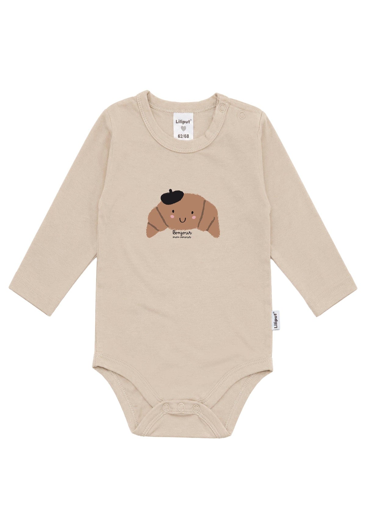 Bonjour Croissant Long Sleeve Onesie