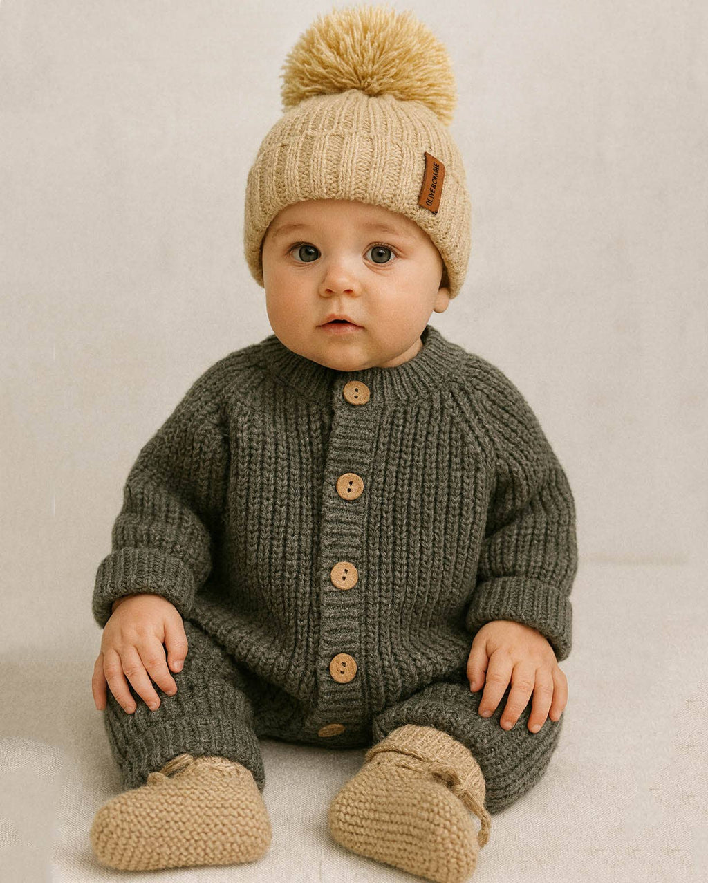Cotton knitted Jumper Meko: Pine / Newborn