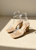 SPANIEL Minimal Clear Heels Barely There Ankle Strap Sandals: CLEAR / A12