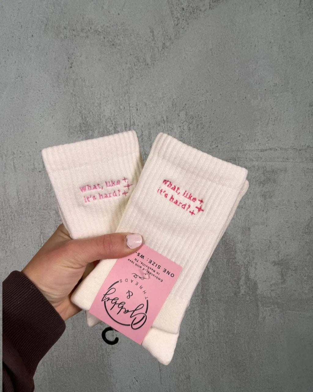 What, Like it's Hard? - Grip Socks: White Grip Socks / Denim Blue - N231