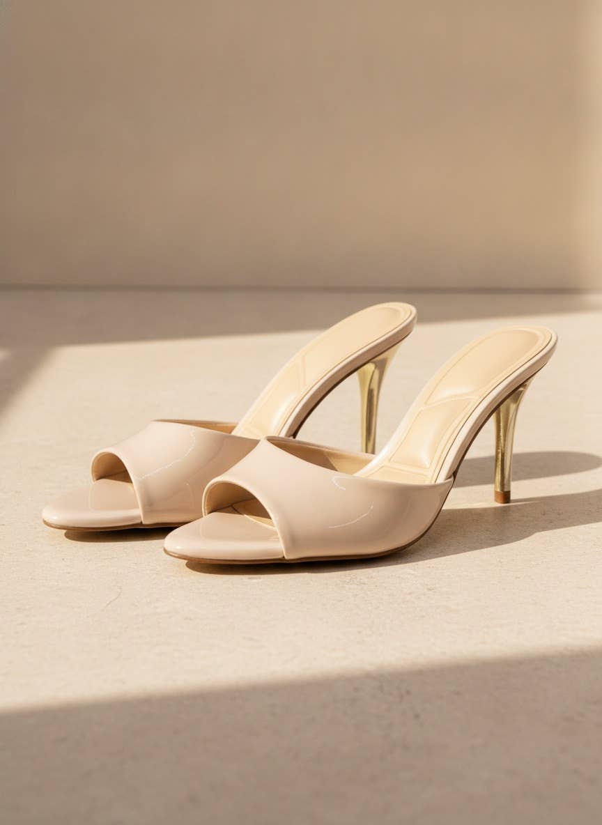 FEROCIOUS-08 Glossy Stiletto Mule Heels Trendy Open Toe Sand: TORTOISE / A12