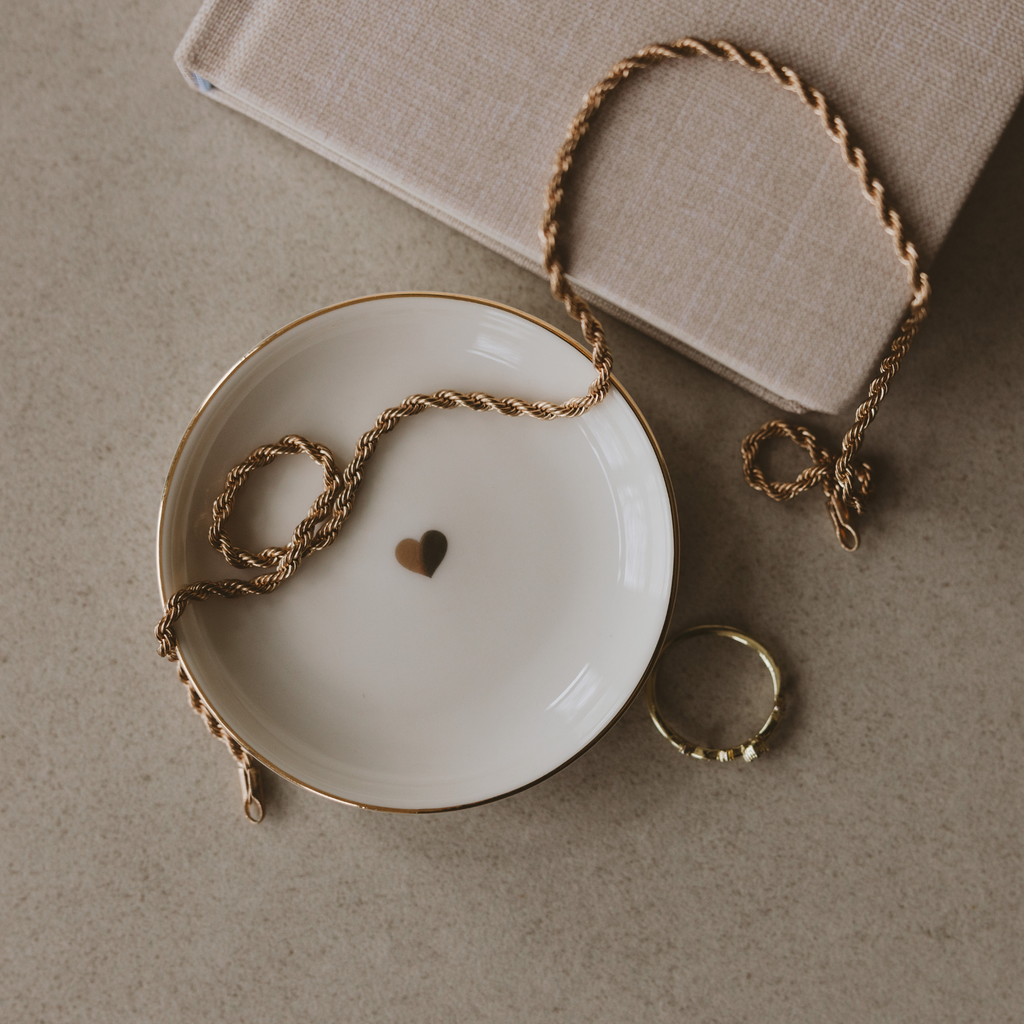 Gold Heart Jewelry Dish - Home Decor & Gifts