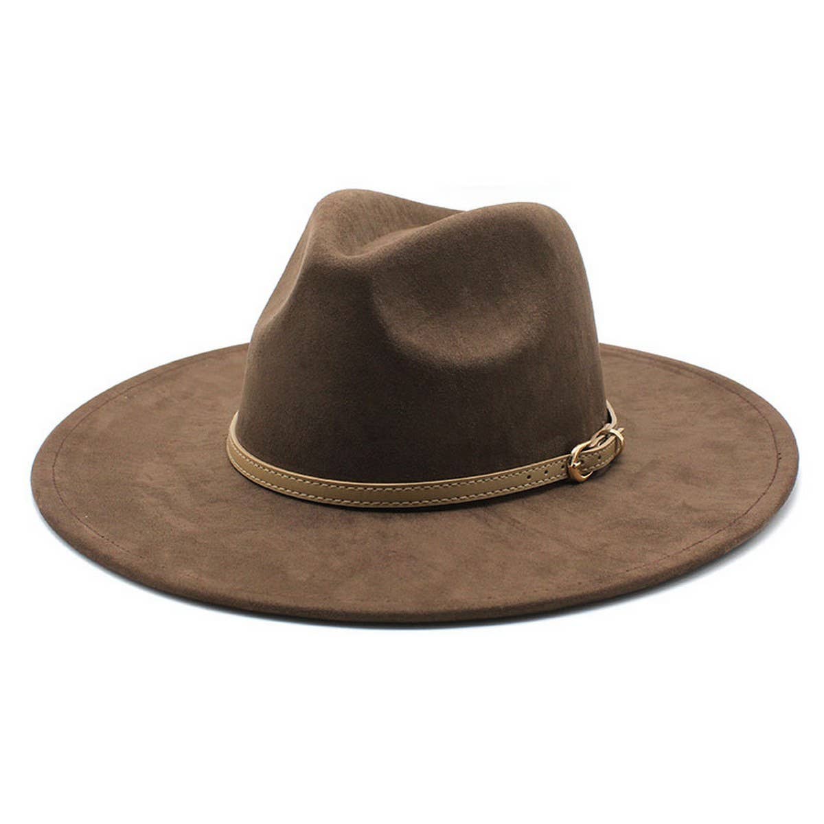 SUEDE HAT FLAT BRIM HAT FLAT BRIM GENTLEMAN HAT_CWAH2527: Beige / (OS) 1