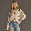 Ivory Tree Sweater with Pink Bows