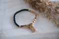 Black Agate Half and Half Gold Bracelet : Black Agate