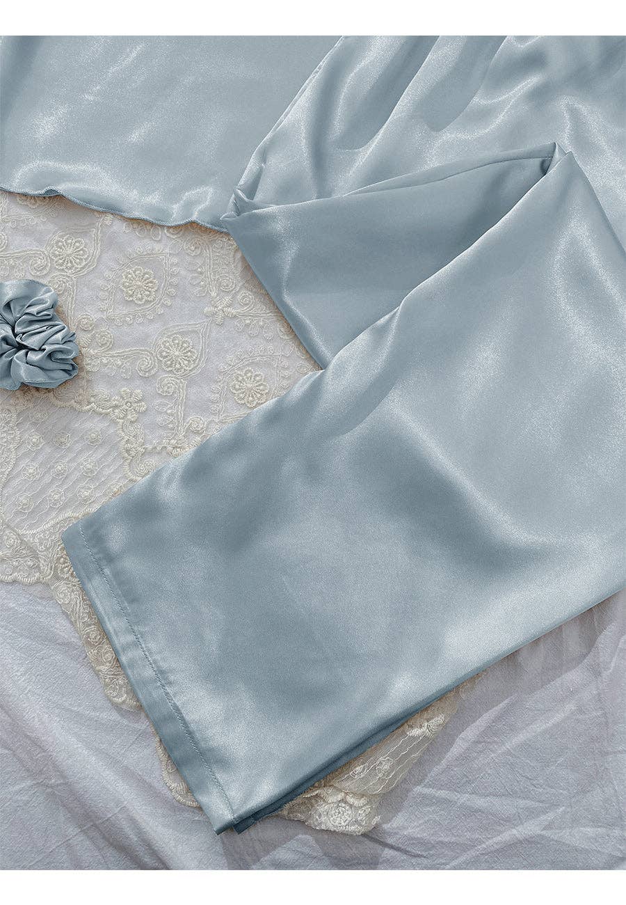 Satin Cowl Tank and Pajama Pants: Light Blue / Large 8-10
