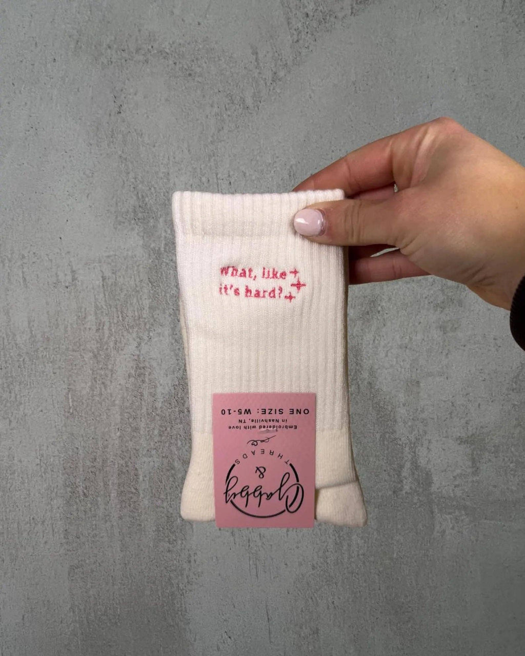 What, Like it's Hard? - Grip Socks: White Grip Socks / Denim Blue - N231