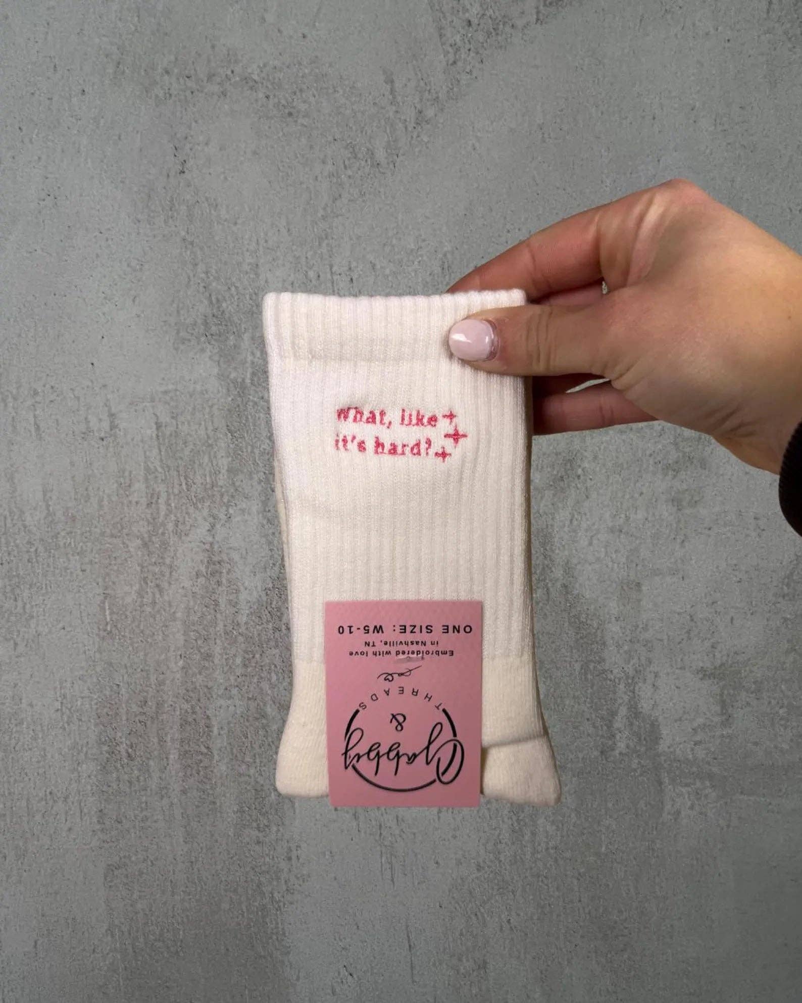 What, Like it's Hard? - Grip Socks: White Grip Socks / Denim Blue - N231
