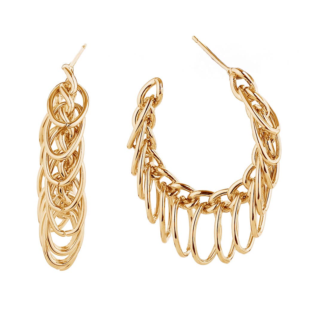 14K Gold-Dipped Chain Drop Post Earrings: GLD / ONE SIZE