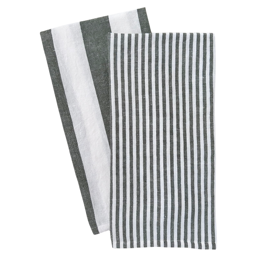 Stripe Tea Towel Set: Black