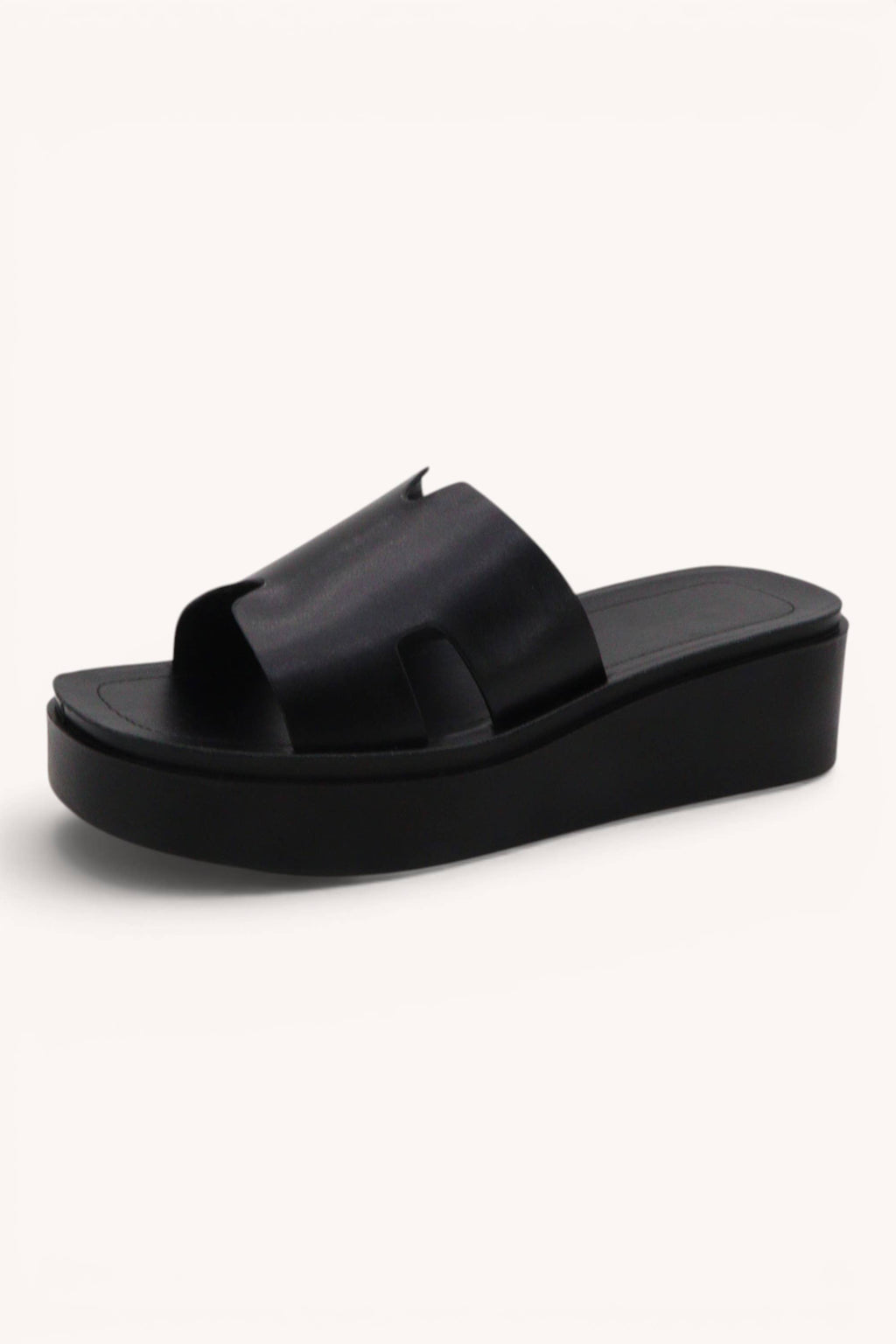 LUCK-34 H-Cut Platform Slide Sandals Trendy Everyday Flats: IVORY / A12