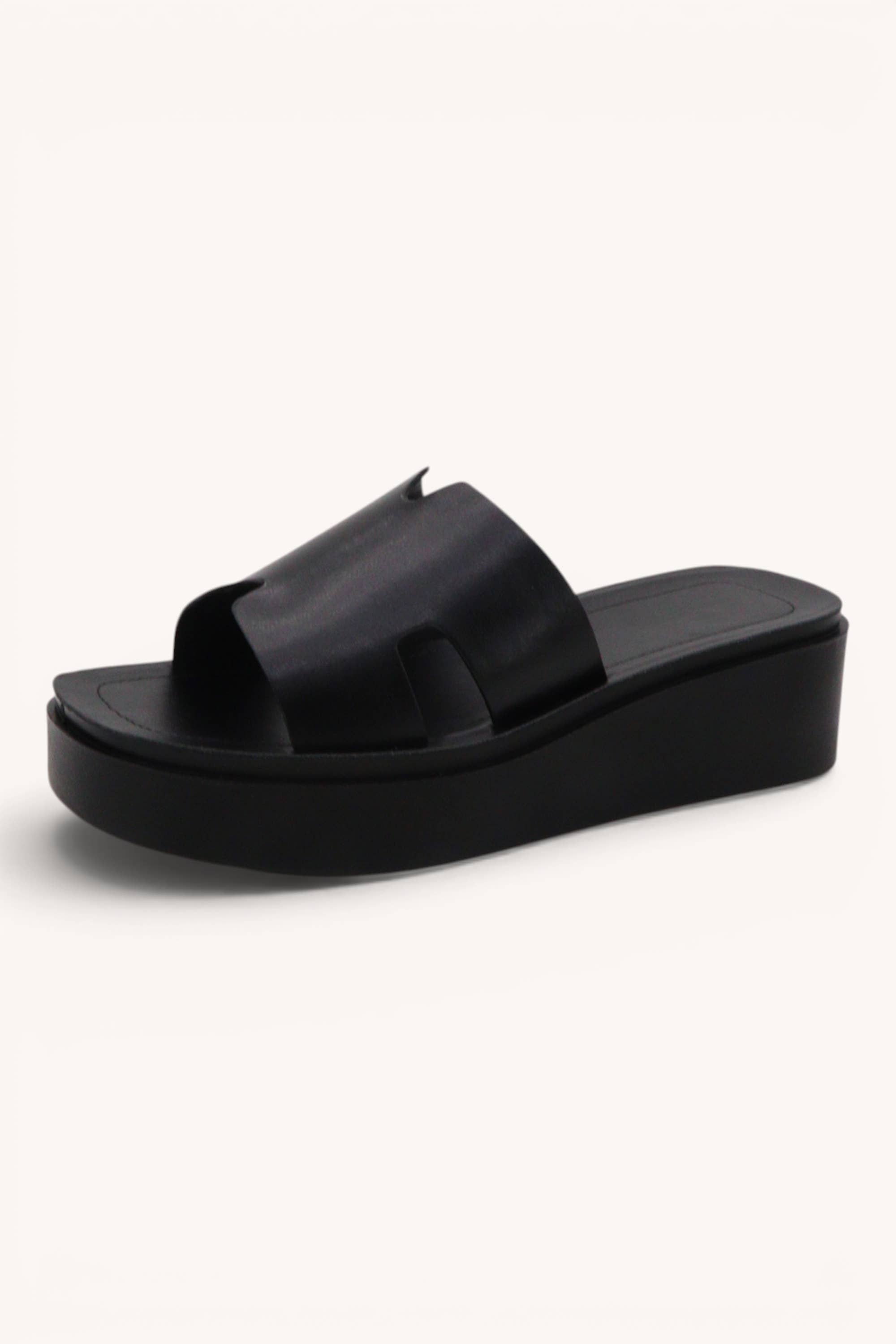 LUCK-34 H-Cut Platform Slide Sandals Trendy Everyday Flats: IVORY / A12