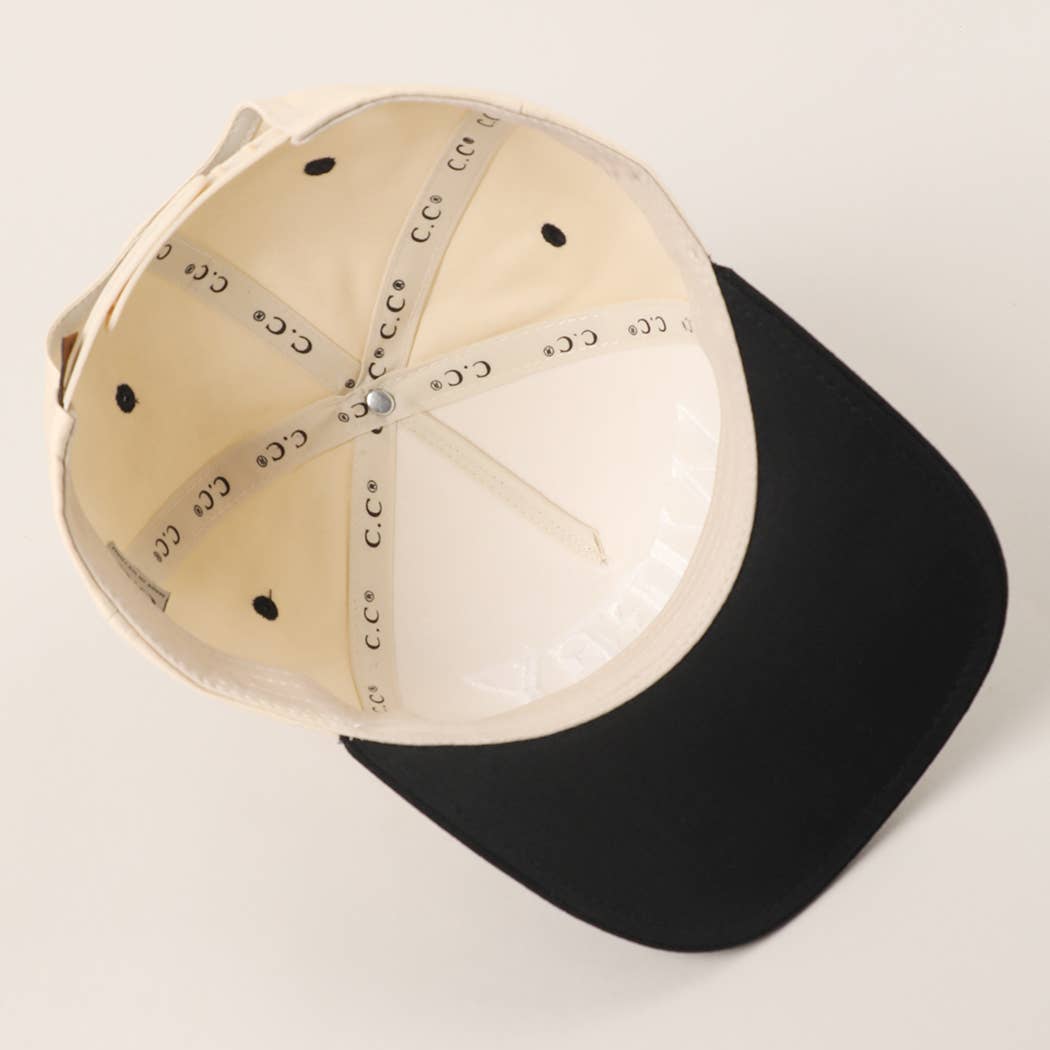 WIFEY Two-Tone Canvas Trucker Hat with Bay Leaf : BLK / One Size
