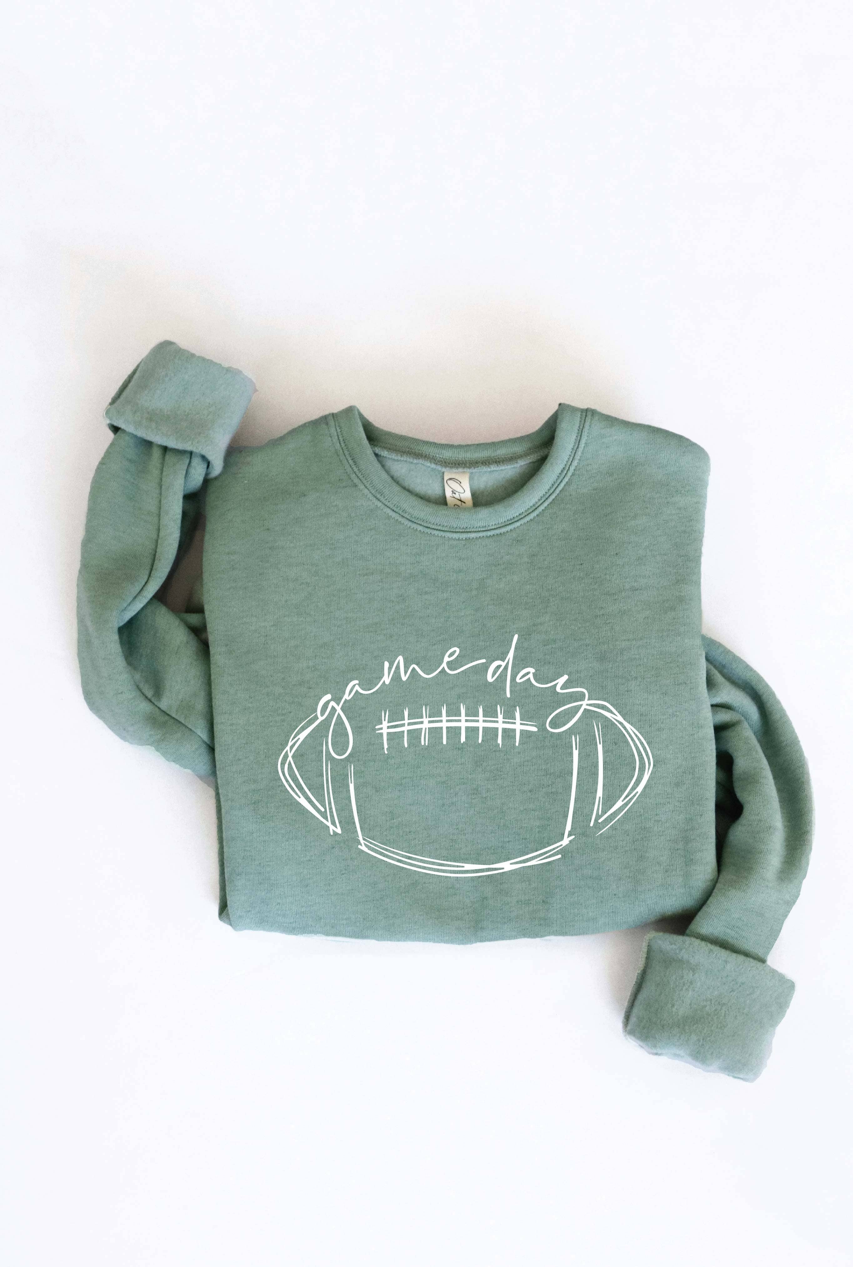 GAME DAY FOOTBALL Graphic Sweatshirt: DARK H. SAGE / XL