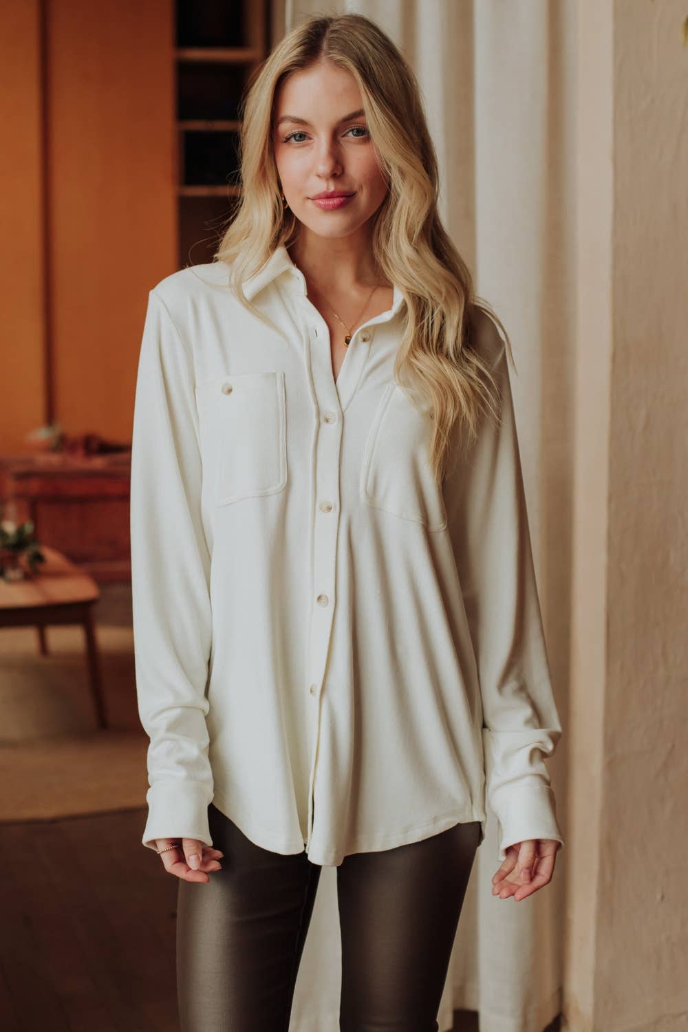 White Super Soft Button Up