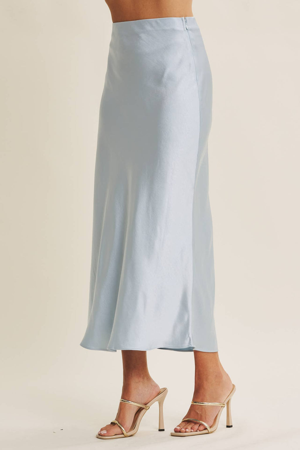 MOONLIT THICK HIGH QUALITY SILKY SATIN BIAS CUT MAXI SKIRT: DUSTY MAUVE / L
