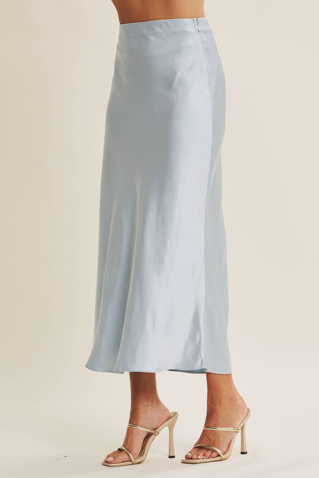 MOONLIT THICK HIGH QUALITY SILKY SATIN BIAS CUT MAXI SKIRT: DUSTY MAUVE / S