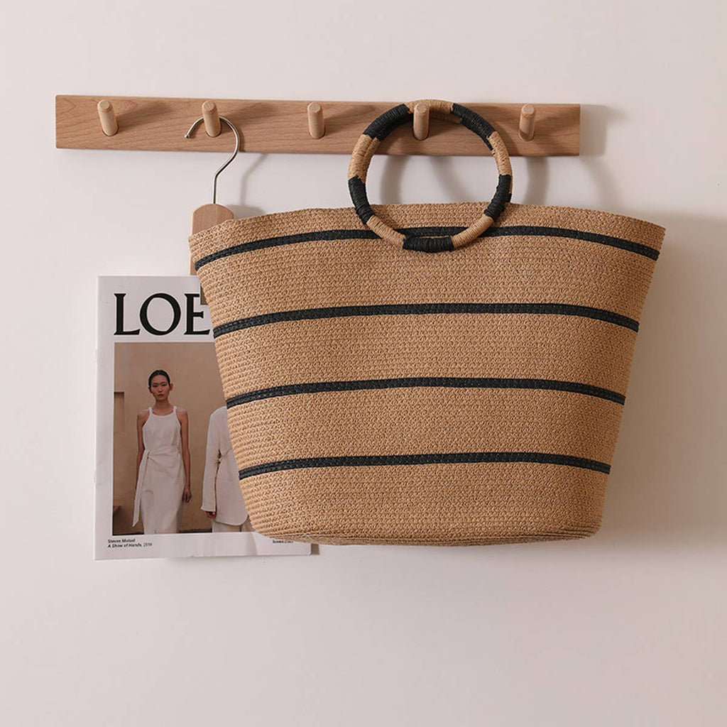 NEW STRIPED TOTE STRAW BAG WOVEN BAG