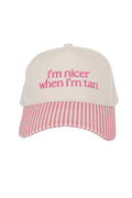 I'm Nicer When I'm Tan Two-Toned Vintage Hats Grad Gift Idea: Pink and Light Pink Stripe