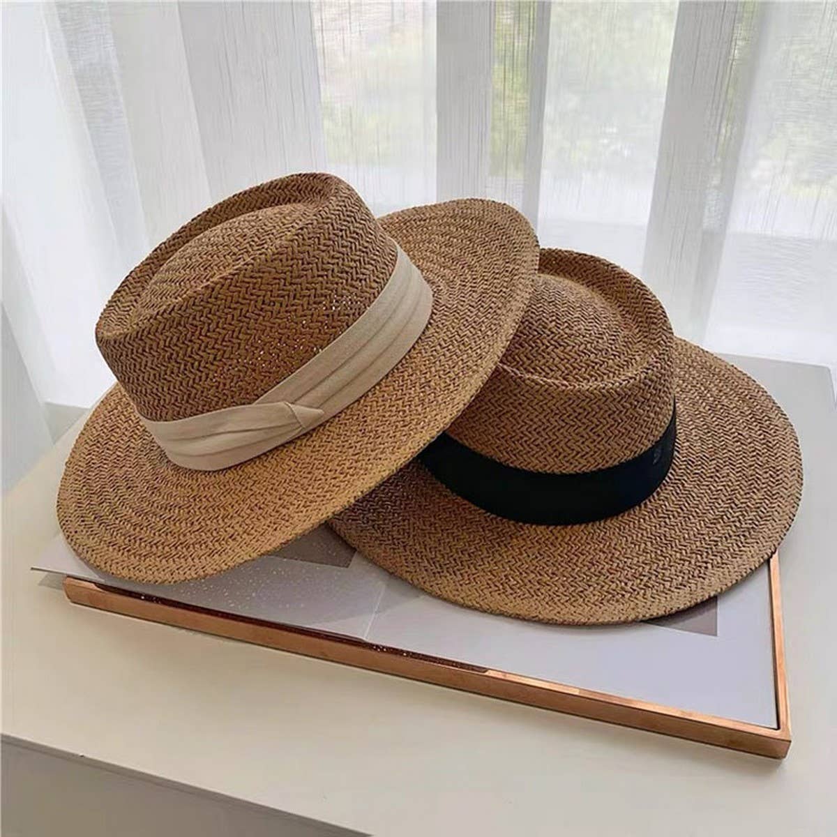 BEACH VACATION SUN FEDORA STRAW HATS FOR WOMEN