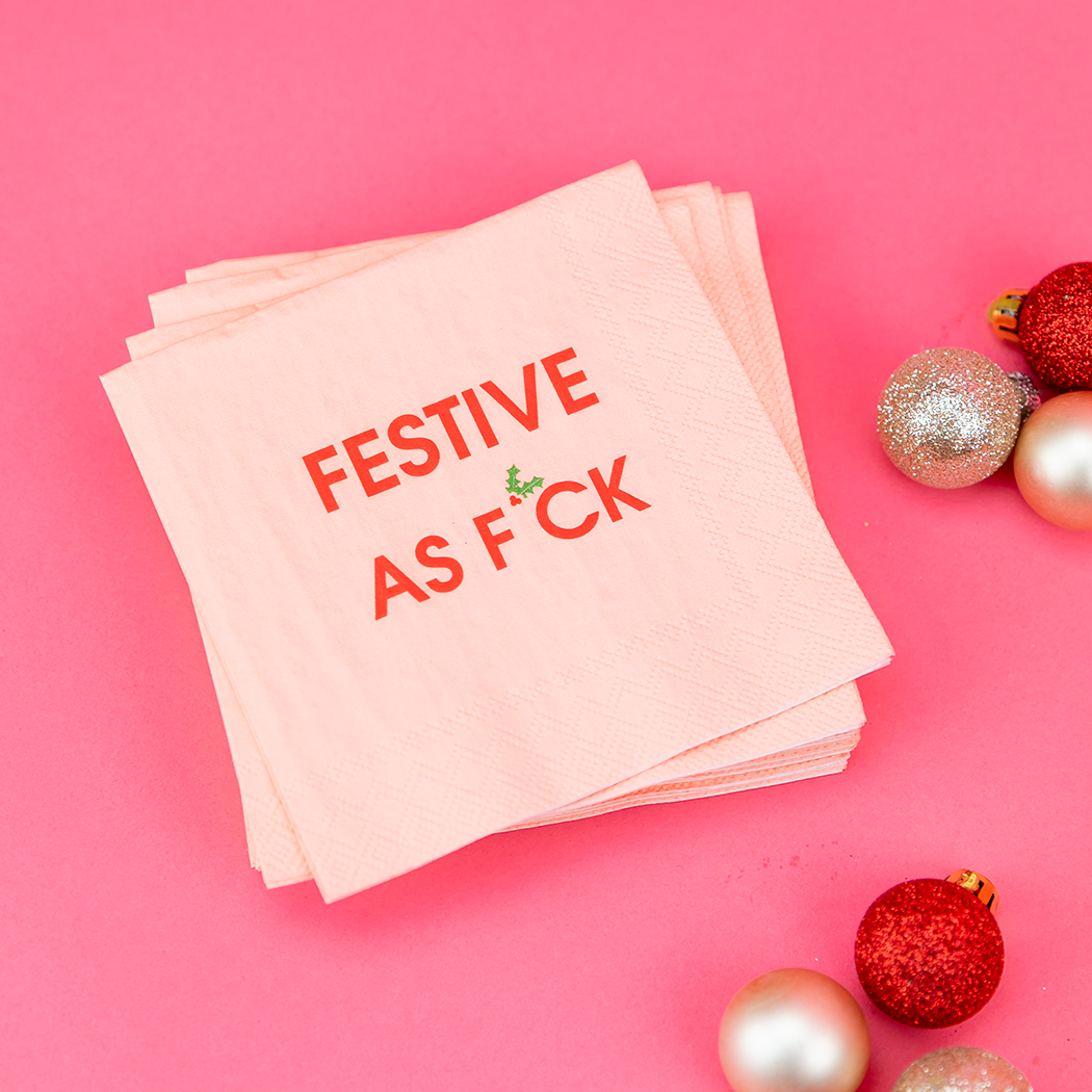 Festive As F*ck - Holiday Party Cocktail Napkins