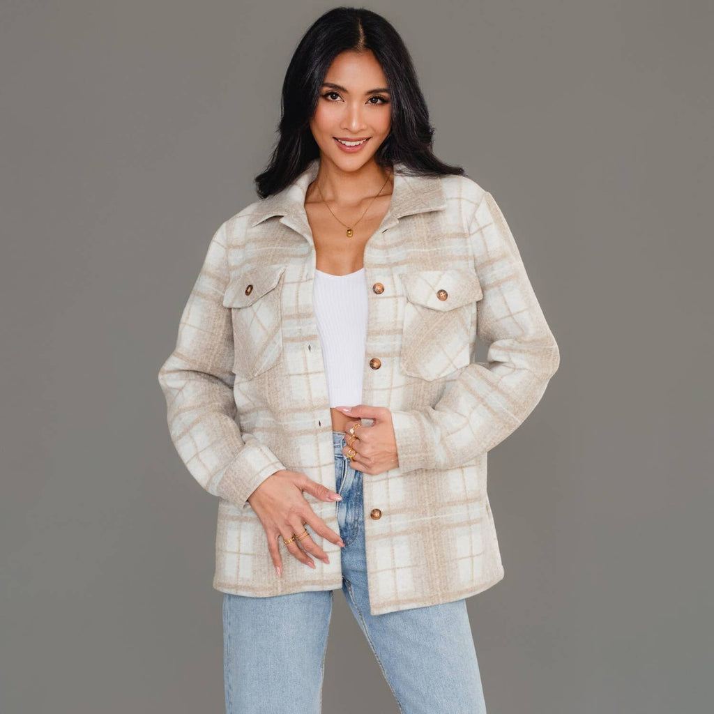 Tan, Cream & Gray Plaid Jacket