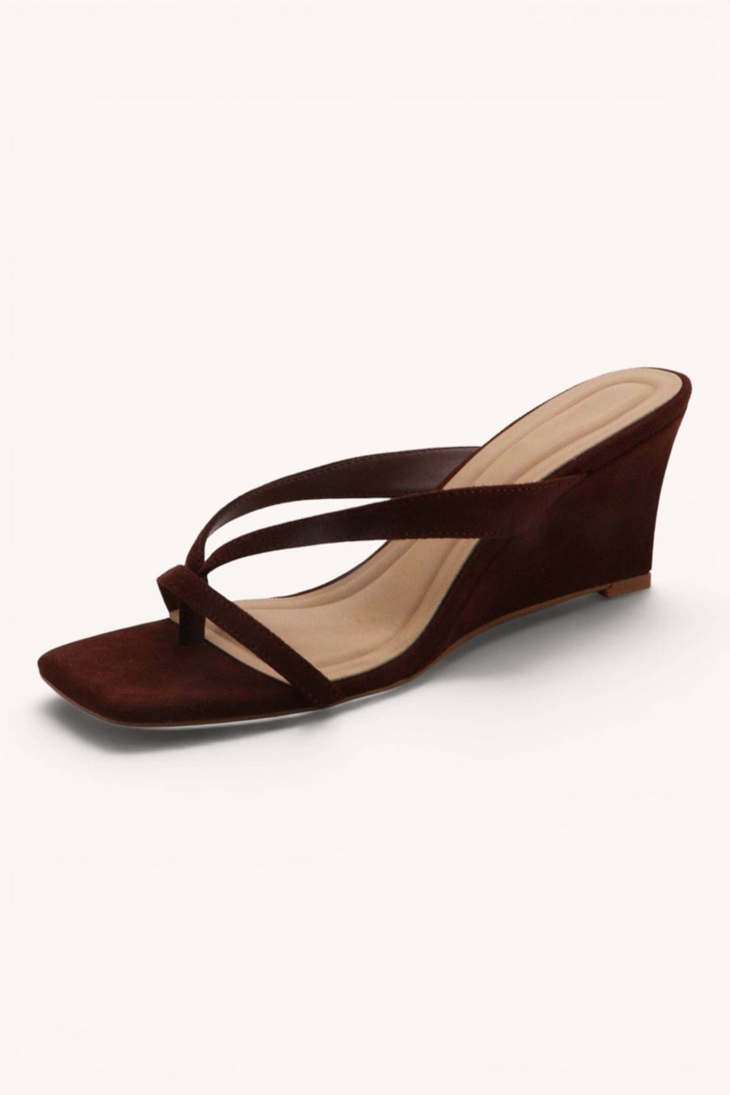 POET-05 Retro Wedge Thong Sandals Trendy Slip-On Heels: MOCHA / A12