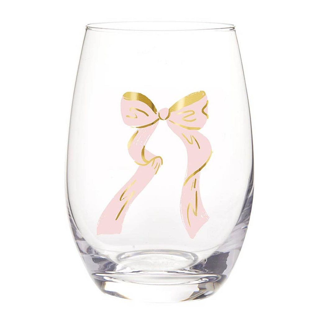 Stemless Wine Glass - Pink Bow: Material