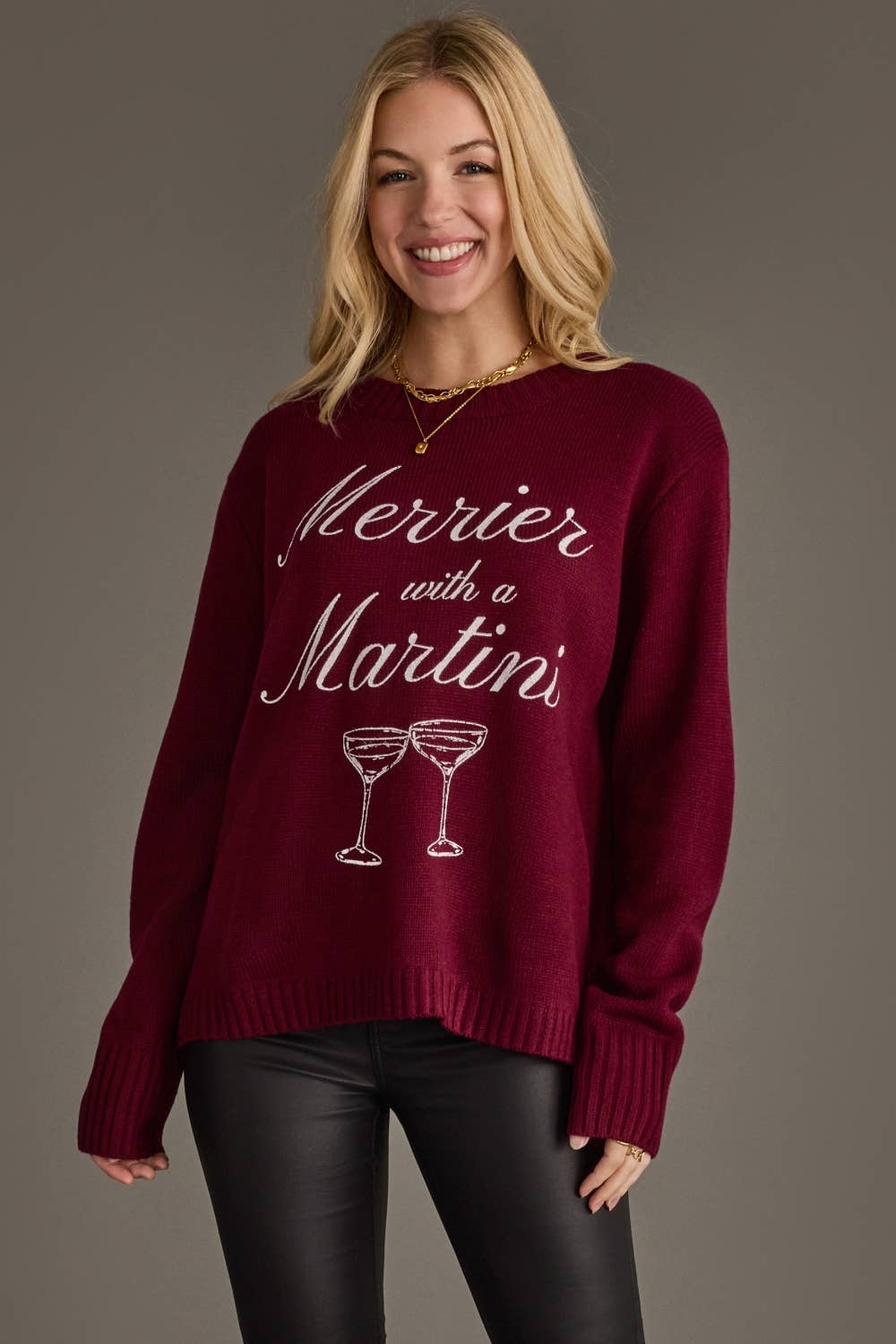 Burgundy Merrier with a Martini Sweater
