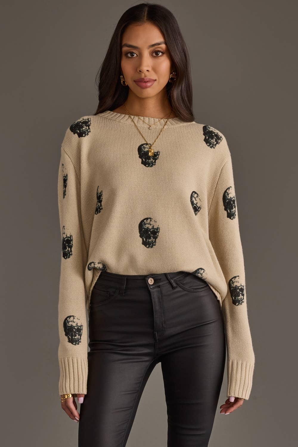 Tan Skull Sweater