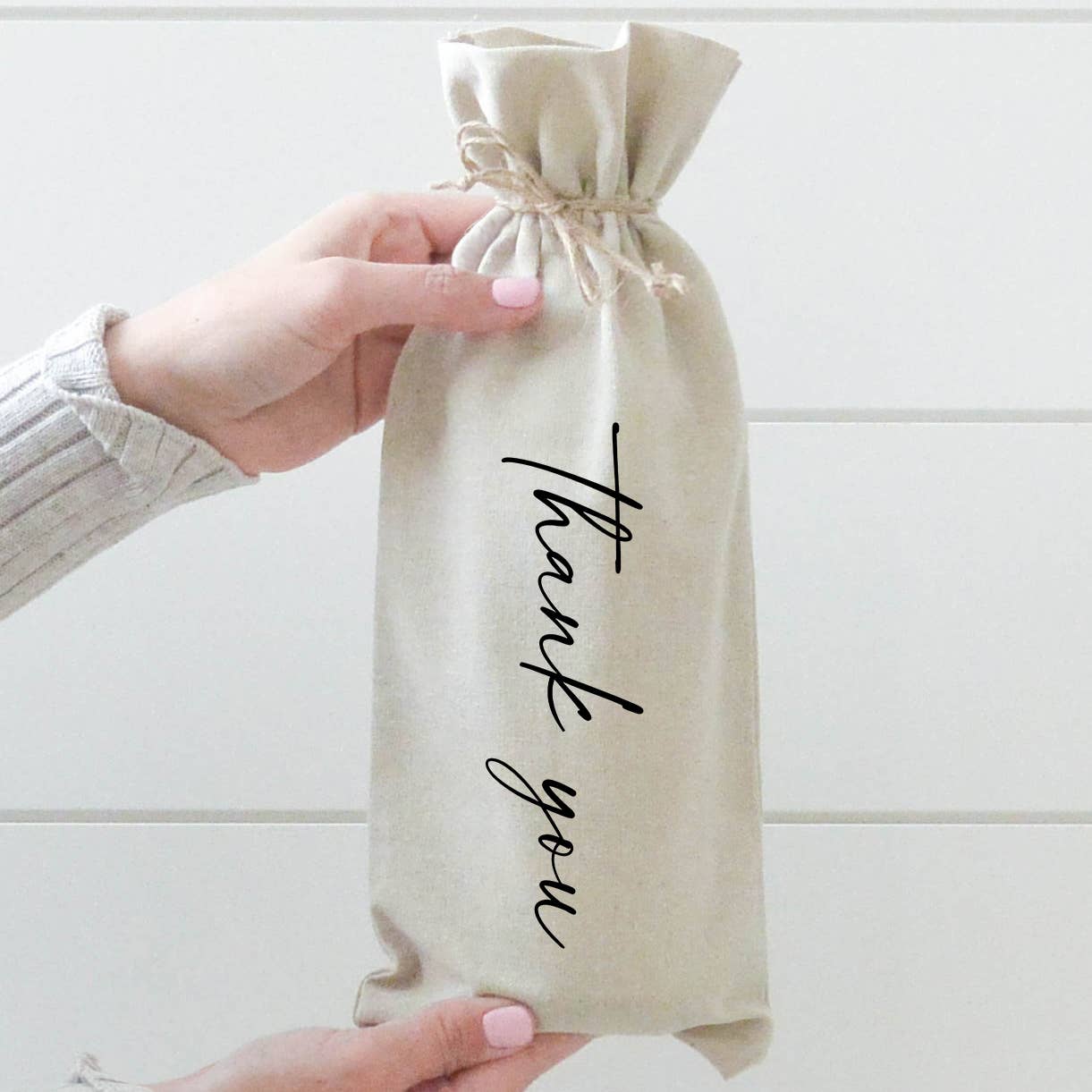 Thank You Wine Bag: Natural Cotton/Linen