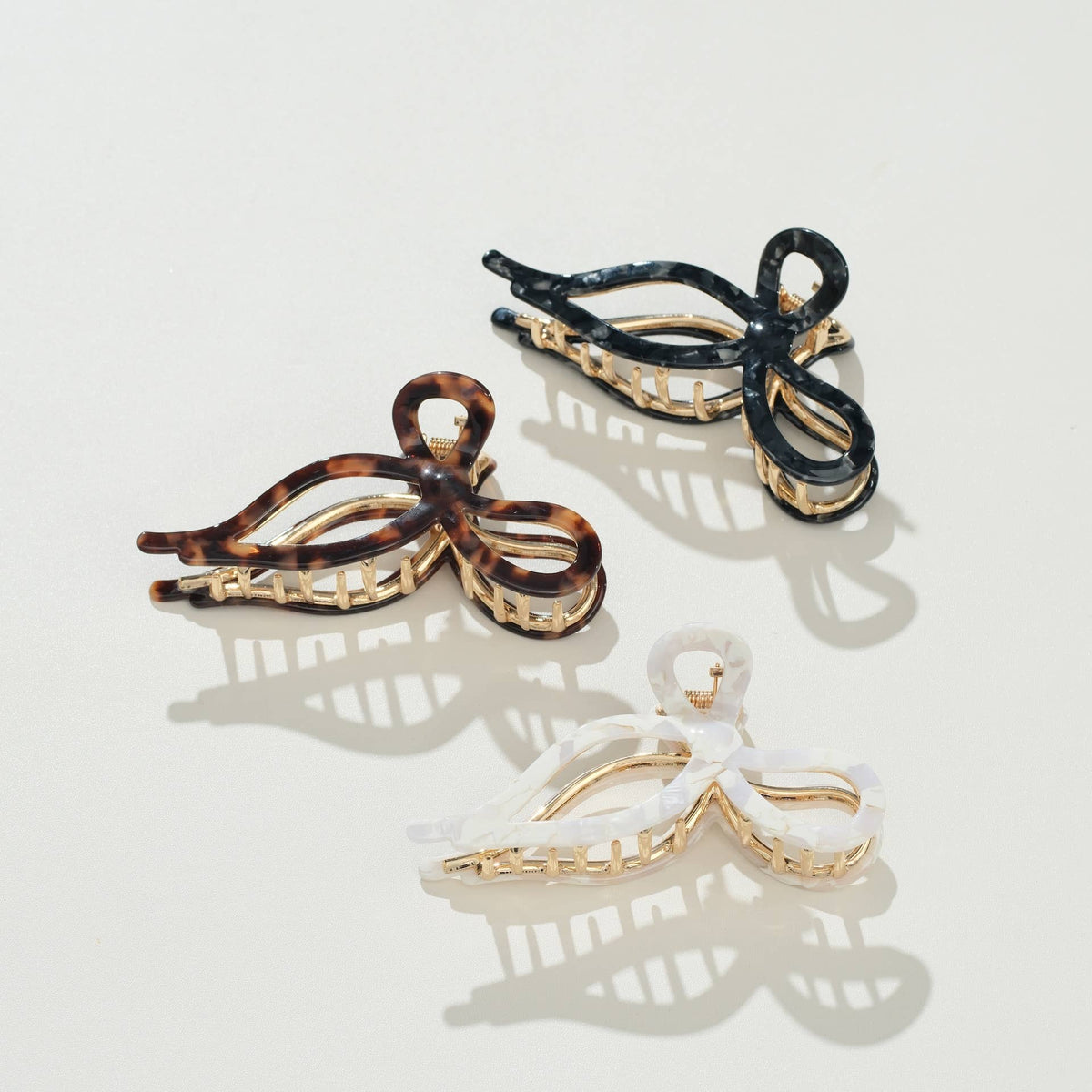 Sabrina Vintage Snow Ribbon Metal Bow Claw Clip - Large: Assorted