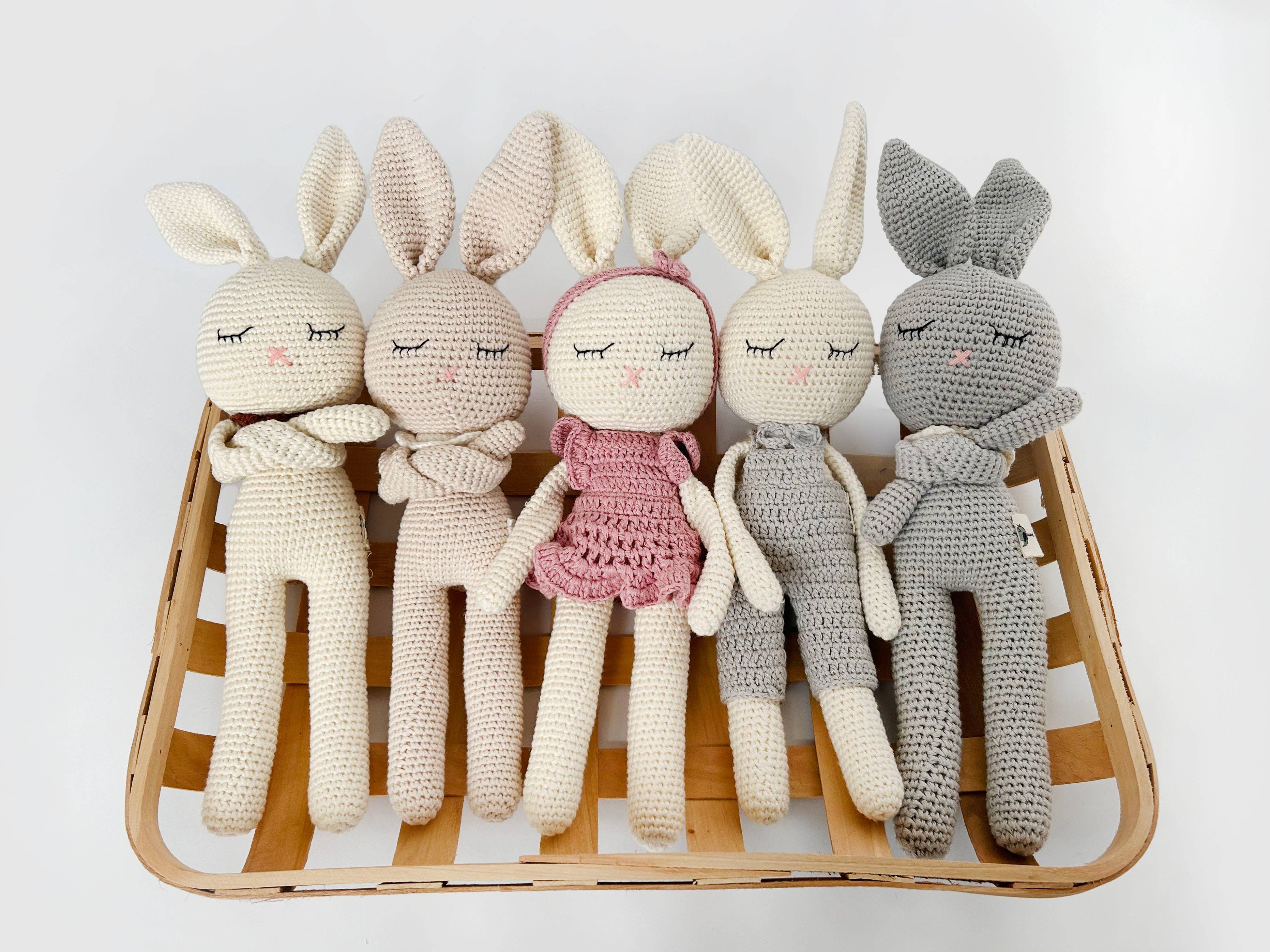 Sleepy Crochet Bunny Doll Standing Ears: Cream bunny Doll