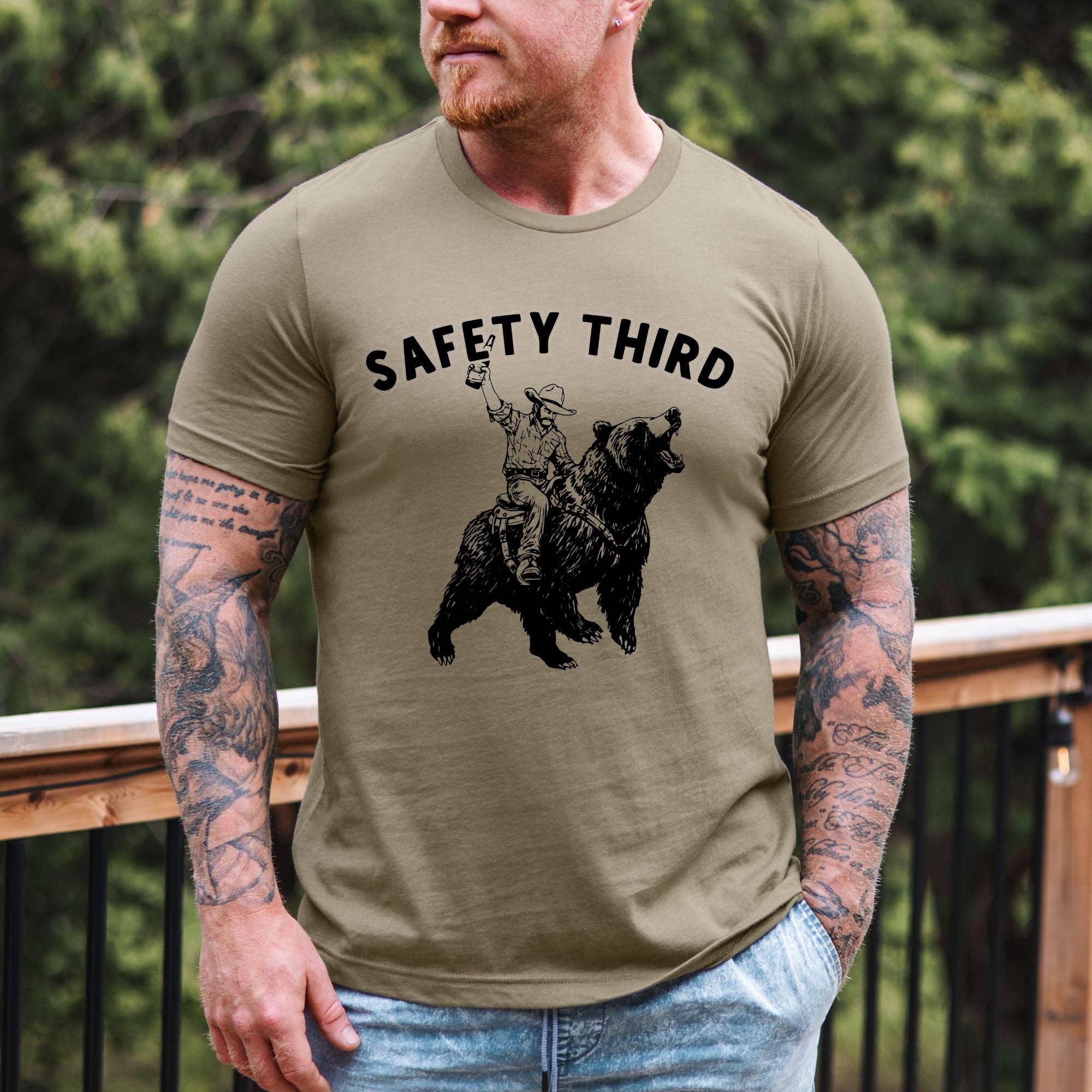 Safety Third Bear Rider Graphic Tee | Long Sleeve 281: Olive Tee / Unisex Medium