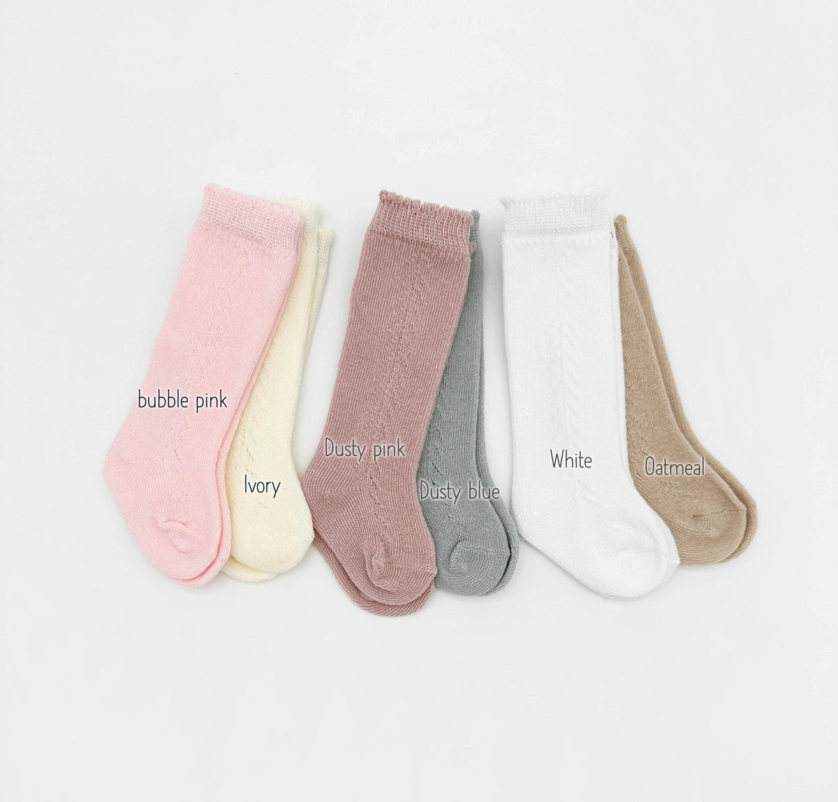 French Lace Knee High Baby Socks: Dusty pink / 6-24m