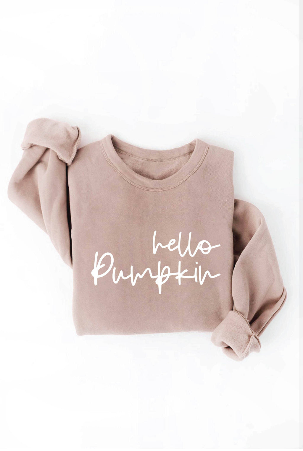 HELLO PUMPKIN Graphic Sweatshirt: TAN / L