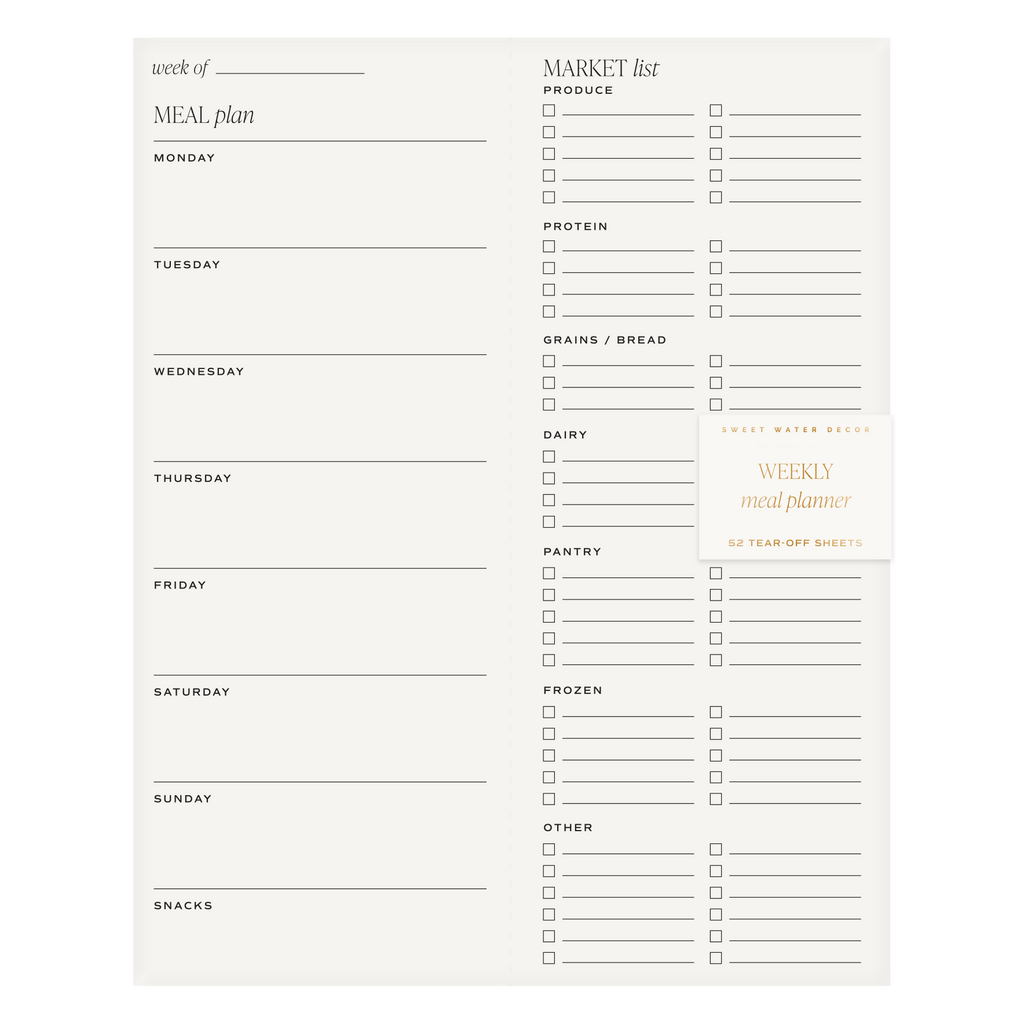 Weekly Meal Plan Notepad - Stationery & Market List