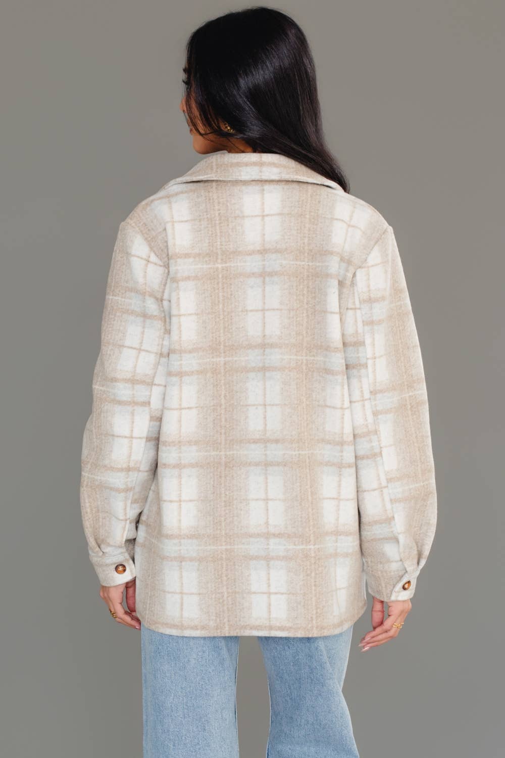 Tan, Cream & Gray Plaid Jacket