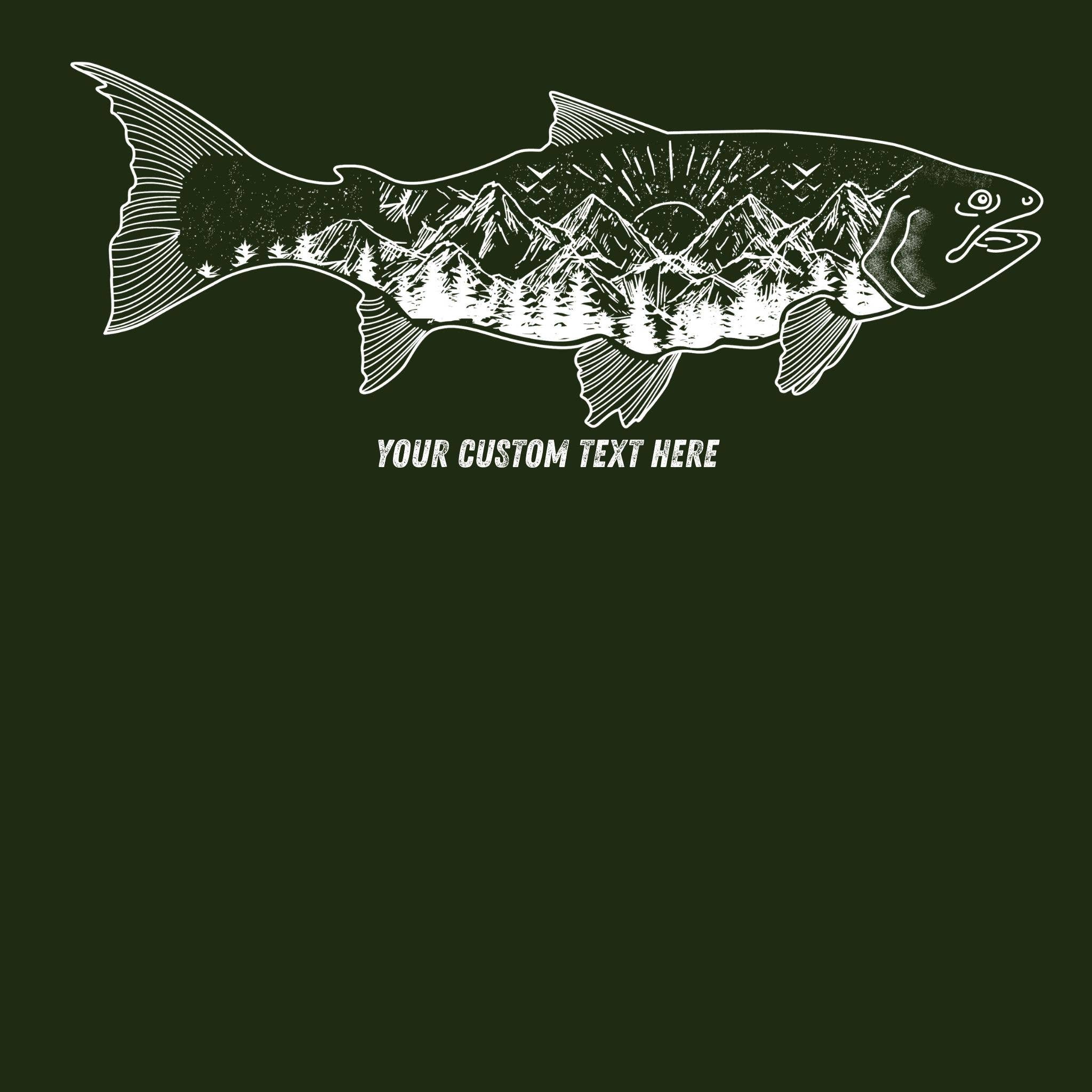 Mountain Fish Graphic Tee | Long Sleeve 018: Military T-Shirt / Large