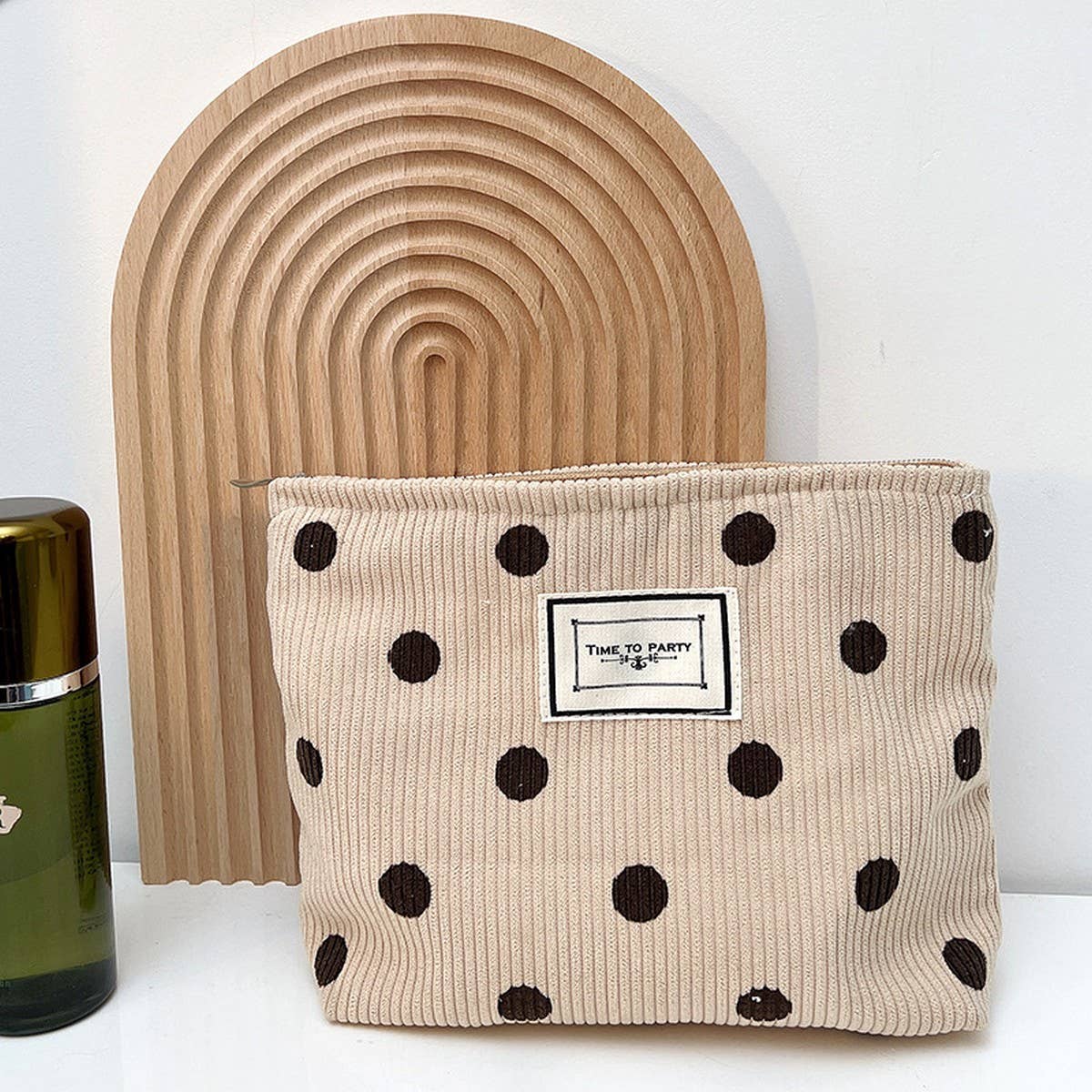 CORDUROY RETRO POLKA DOT MAKEUP BAG