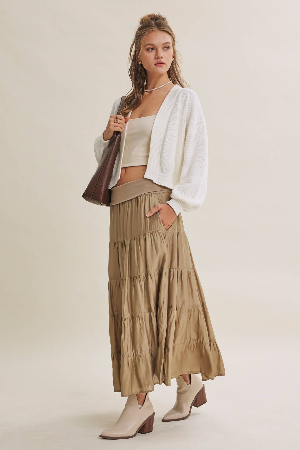 EVERYDAY ESEENTIAL EASY LAYERING BALLOON SLV WAFFLE CARDIGAN