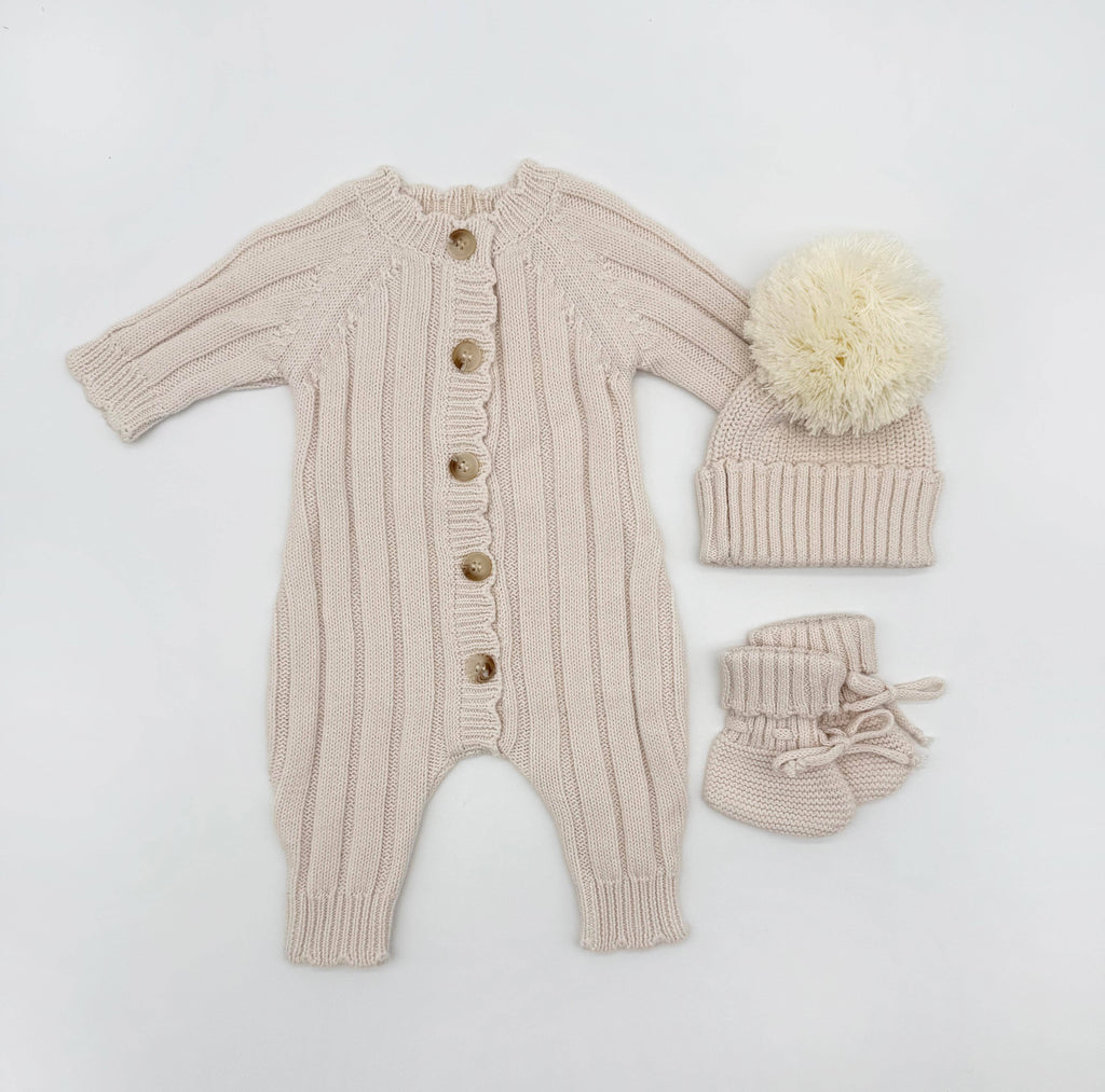 Mila Oatmilk Jumper Set: 3pc Set / 12-18 months