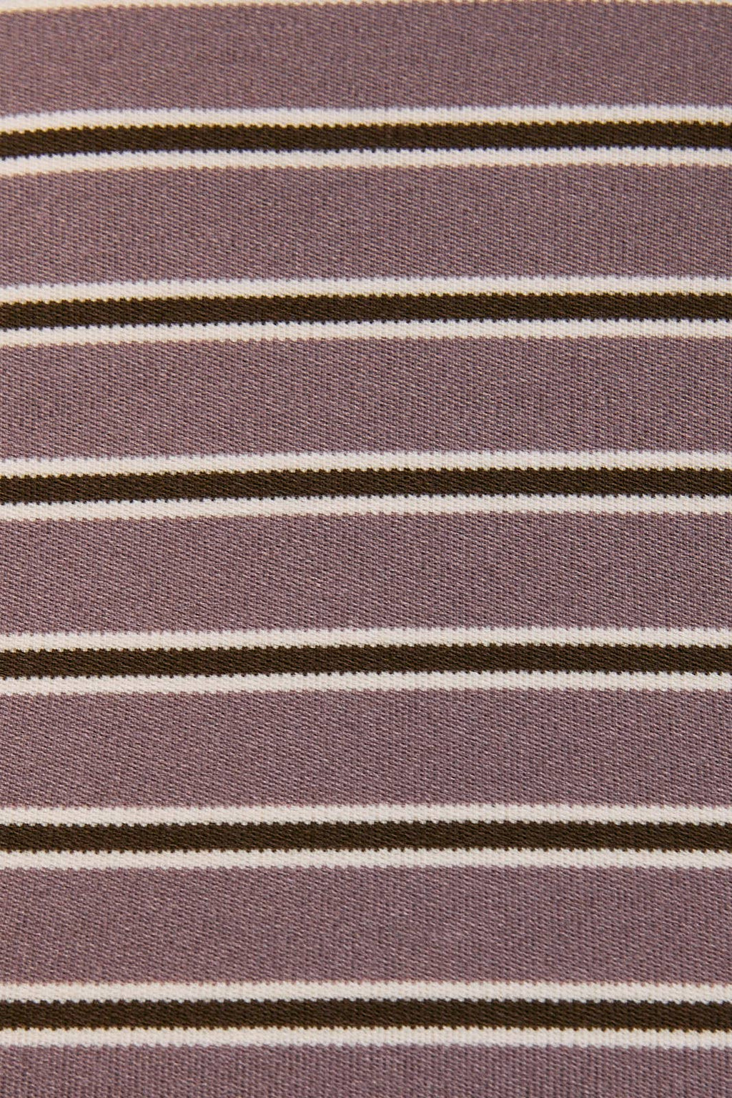 LONG SLEEVE ROUND NECK STRIPED TOP: MAUVE-BROWN STRIPE / S