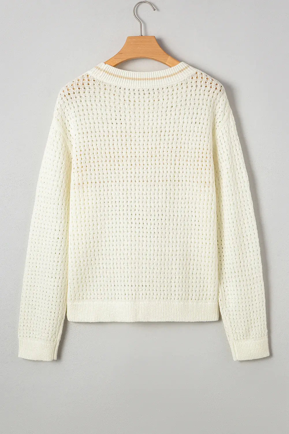 BEACH Hollow Out Knitted Spring Lightweight Dolman Sweater: White